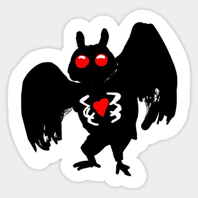 MOTHMAN buddy little baby mothman bae cute chibi Sticker by sandpaperdaisy